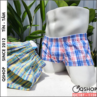 Quần ngủ nam ngắn vải cotton thoáng mát mặc nhà mặc ngủ qshop qc187 qc189