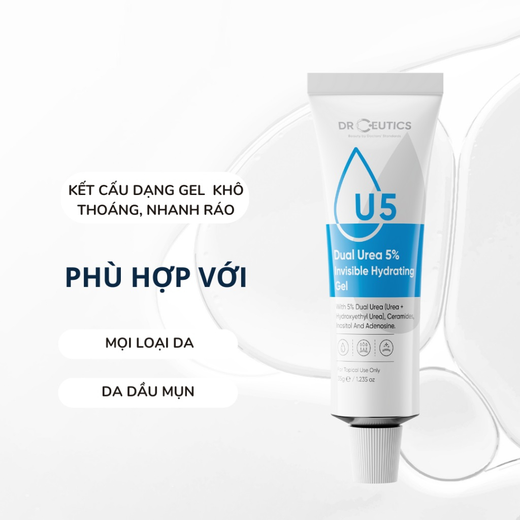 Gel Cấp Ẩm DrCeutics Dual Urea 5% Invisible Hydrating Gel - Giúp Da Căng Mịn, Cân Bằng Dầu Nhờn - Kelly Beauty