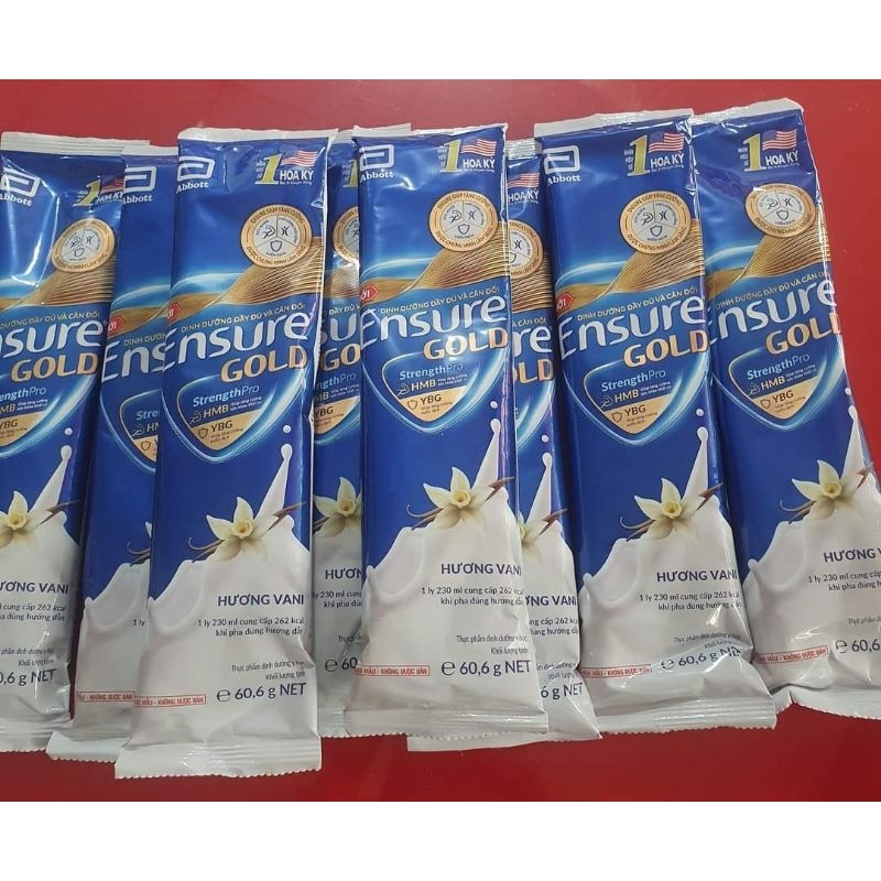Combo 10 gói Ensure vị VaNi , Hạnh nhân , ÍT Ngọt , Cafe