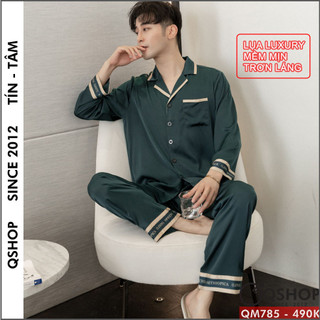 Bộ đồ ngủ pijama nam lụa Luxury cao cấp mềm mịn màu trơn đơn giản sang trọng QSHOP QM785