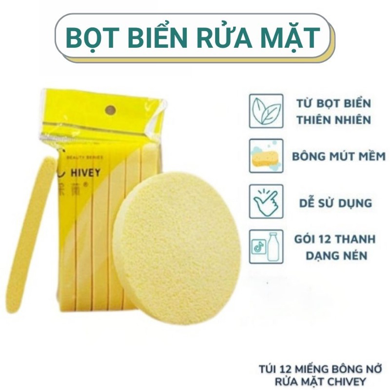 Bông mút nở dùng rửa mặt🧽Gói 12 miếng