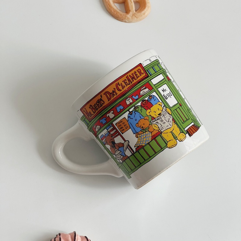 Cốc, ly gấu North America dễ thương vintage retro pastel gốm sứ Nhật Âu