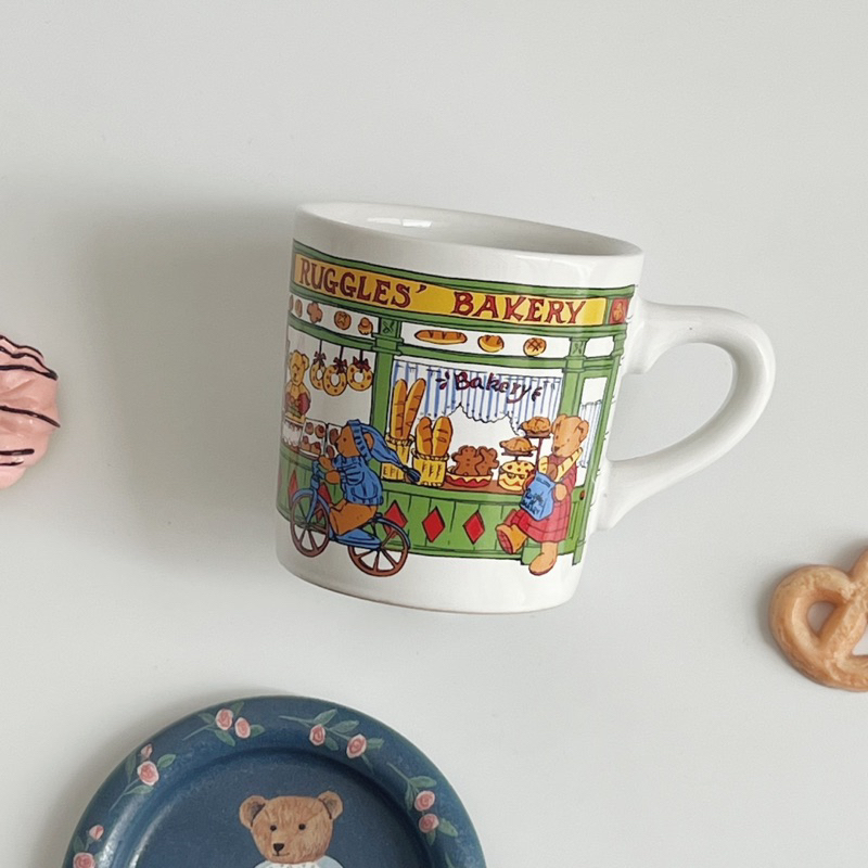 Cốc, ly gấu North America dễ thương vintage retro pastel gốm sứ Nhật Âu