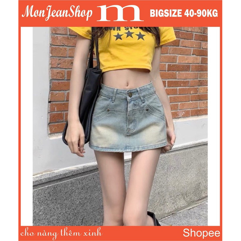 Chân Váy Jean Nữ Bigsize (40-90kg) Kiểu Dáng Đẹp , Quần Đùi Giả Váy Hottrend Form Chữ A Ms2006