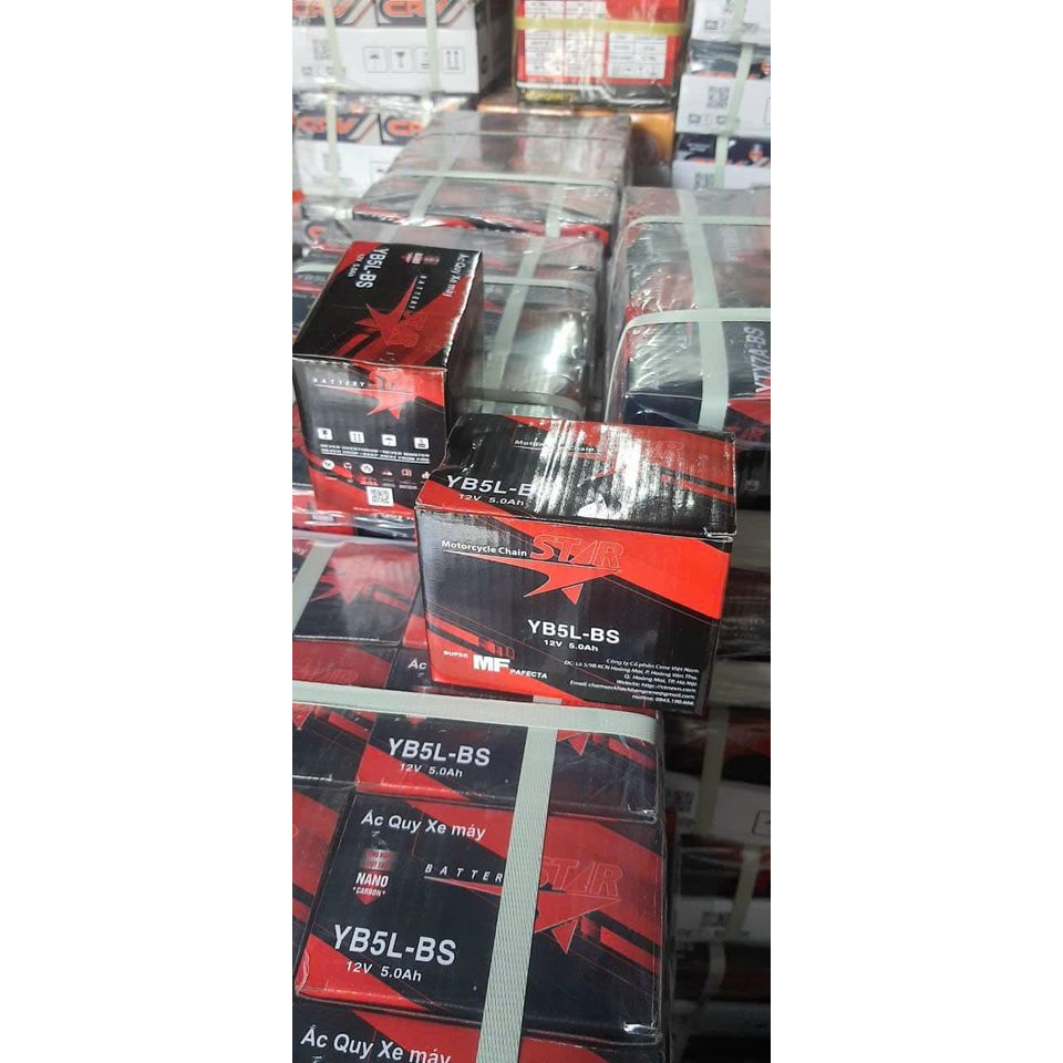 Bình ắc quy khô NHẬT BẢN star-YB5L- 12V-5Ah cho Các Dòng xe máy Honda và Yamaha