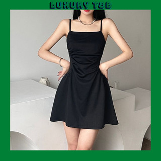 Đầm Body Ống 2 Dây Xoè Váy Nữ Dáng Ôm Sexy Quyến Rũ Màu Trơn Sang Chảnh