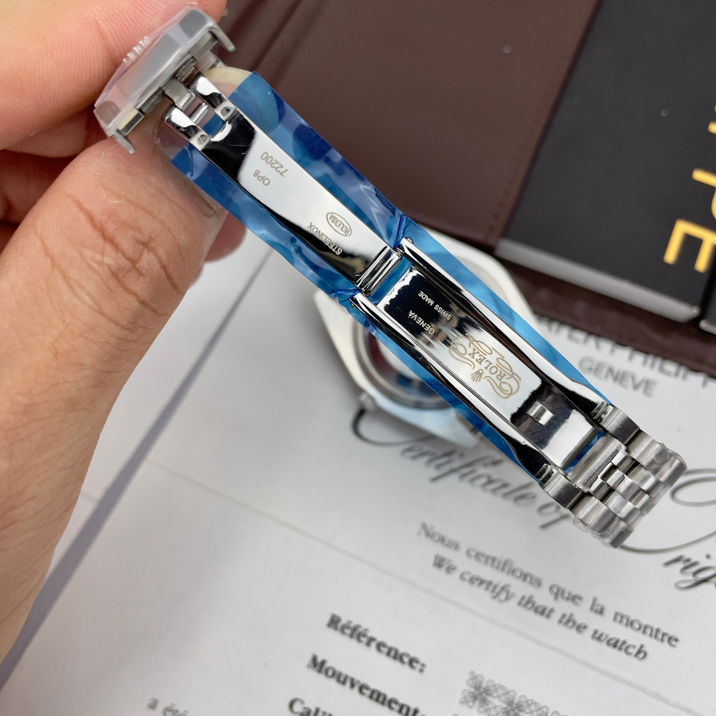 Đồng hồ Nam Rl 3kim 1lich  mặt trơn máy nhật dòng cơ Automatic size 41mm vỏ trắng dây kim loại