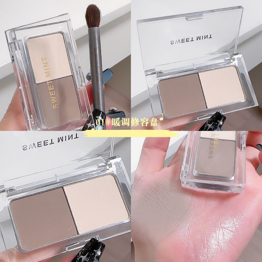 Phấn Tạo Khối Bắt Sáng Sweet Mint Bicolor 2 tone màu bạc hà ngọt ngào chống thấm nước