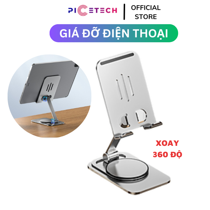 Giá Đỡ Điện Thoại Máy Tính Bảng Xoay 360 Độ Gấp Gọn Chất Liệu Hợp Kim ,Để Bàn Livestream - PICETECH