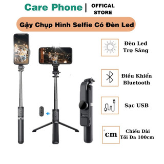  Gậy chụp ảnh tự sướng 3 Chân Có Điều Khiển Từ Xa- Xoay 360 độ Chụp Ảnh du lịch livetream- CarePhone 