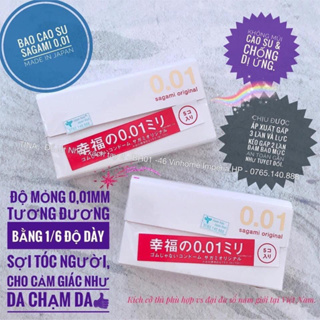 hoả tốc che tên Bao cao su Sagami Original 001 siêu mỏng, Hộp 5 BCS nội