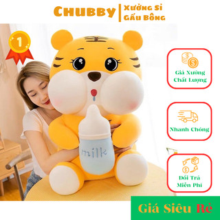 Gấu bông hổ ôm bình sữa 💗 freeship 💗 gối ôm hình thú nhồi bông cho bé hổ bông ôm bình sữa đáng yêu mềm mịn cao cấp