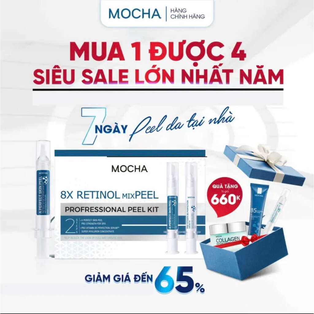 Peel Da Vi Tảo Mix retinol , Tái Tạo Da Sinh Học Chính Hãng - MOCHA - mua 1 tặng 3.