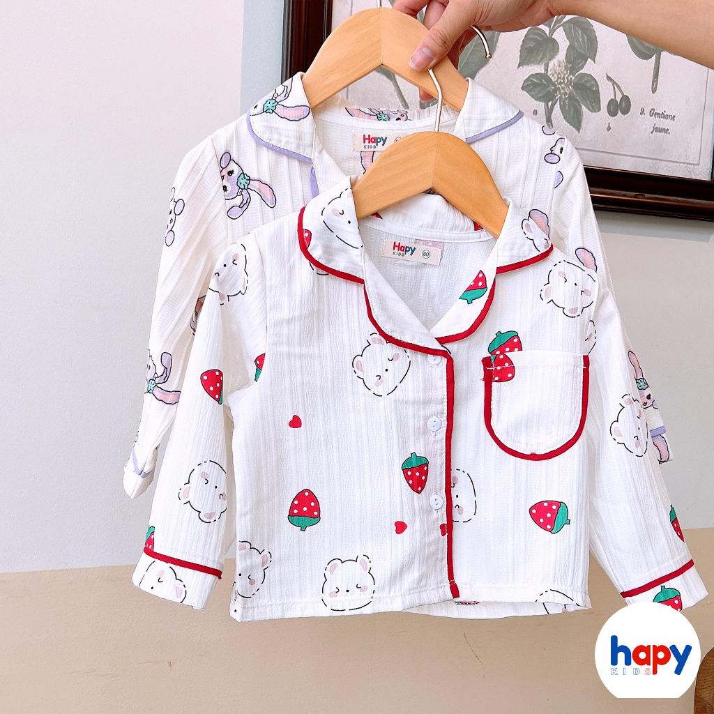 Đồ bộ bé gái, pijama cho bé gái mặc thu đông dài tay chất xốp Hapykids 23.b15