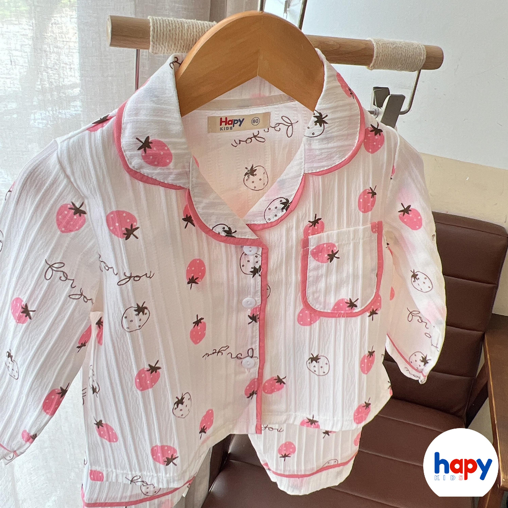 Đồ bộ bé gái, pijama cho bé gái mặc thu đông dài tay chất xốp Hapykids 23.b15