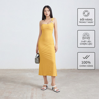Váy Đầm Lệch Vai Nữ BUSY Thun Tăm Giấy 2 Lớp Co Giãn Ôm Sát VLV