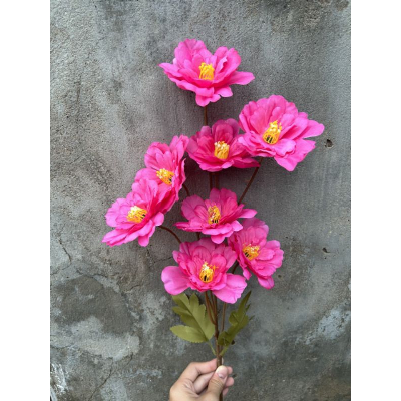 Hoa giả/ Cành hoa trà nhật 8 bông.