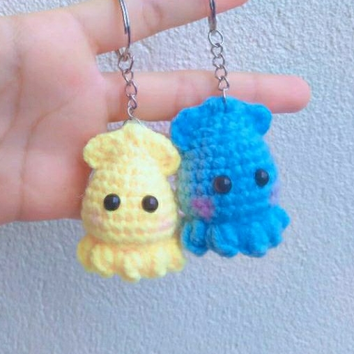 móc khóa con mực , con bạch tuộc bằng len handmade siêu xinh xắn đáng yêu