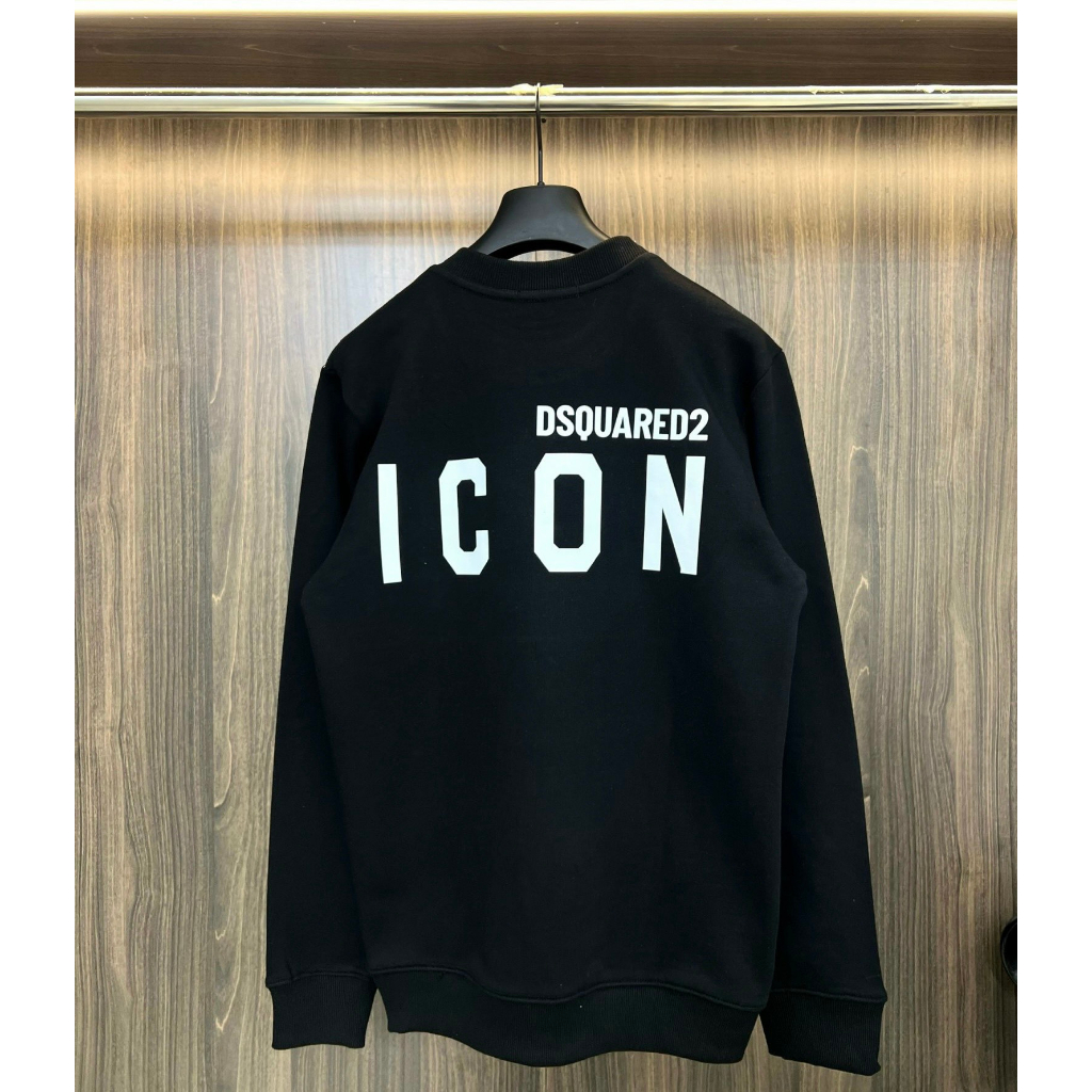 Áo Nỉ Nam Nữ ICON Phối Chó, Chữ Sau Lưng New 2023 - Chất Vải Nỉ Sọc, Hình In Sắc Nét - Form Dáng Đẹp - Size 50kg-80kg