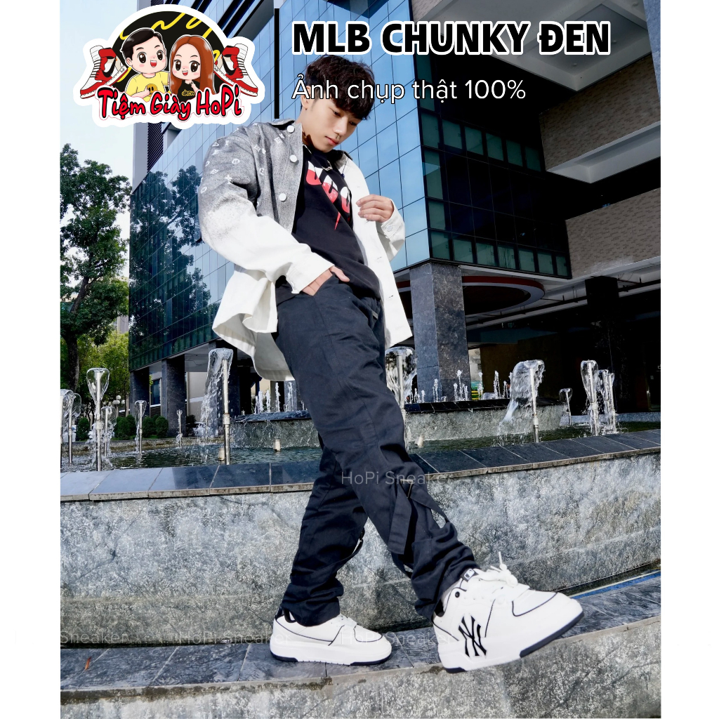 Giày Sneaker MLB_Chunky NY Đen. MLB_NY Đen. Full Box Bill I HoPi Sneaker