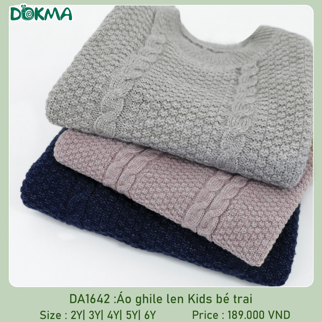 Áo len dài tay, áo gile len dày cho bé trai Dokma DA986 DA1642 DA1644