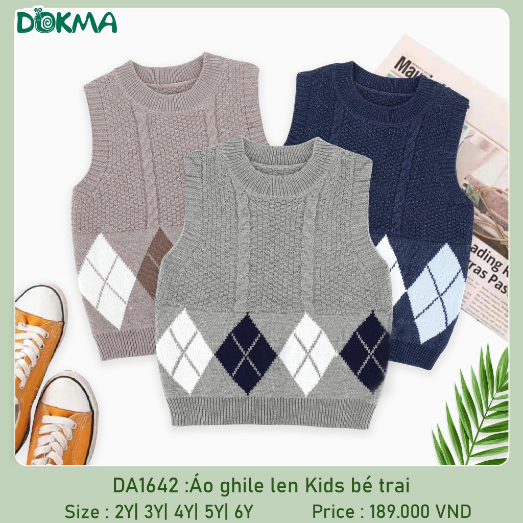 Áo len dài tay, áo gile len dày cho bé trai Dokma DA986 DA1642 DA1644