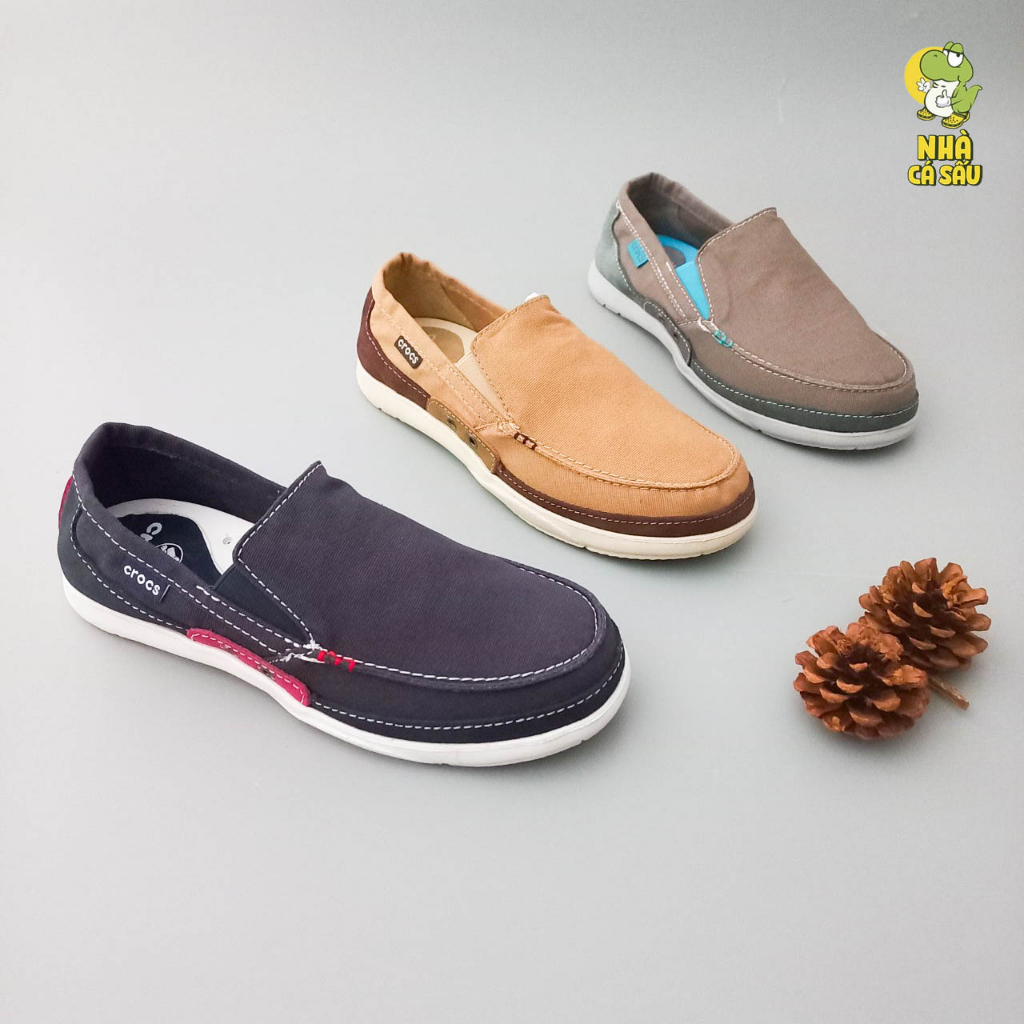 Giày vải crocs walu accent nam êm nhẹ, giày slip on crocs nam bằng kaki thiết kế đế chống trơn trượt - Crocs House