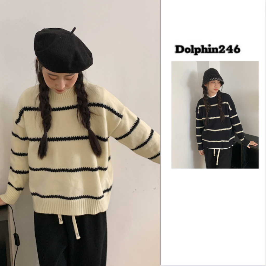 Áo len dài tay cổ tròn áo dệt kim sweater dài tay dáng rộng kiểu Hàn Quốc len Quảng Châu dễ phối đồ M251 D-10