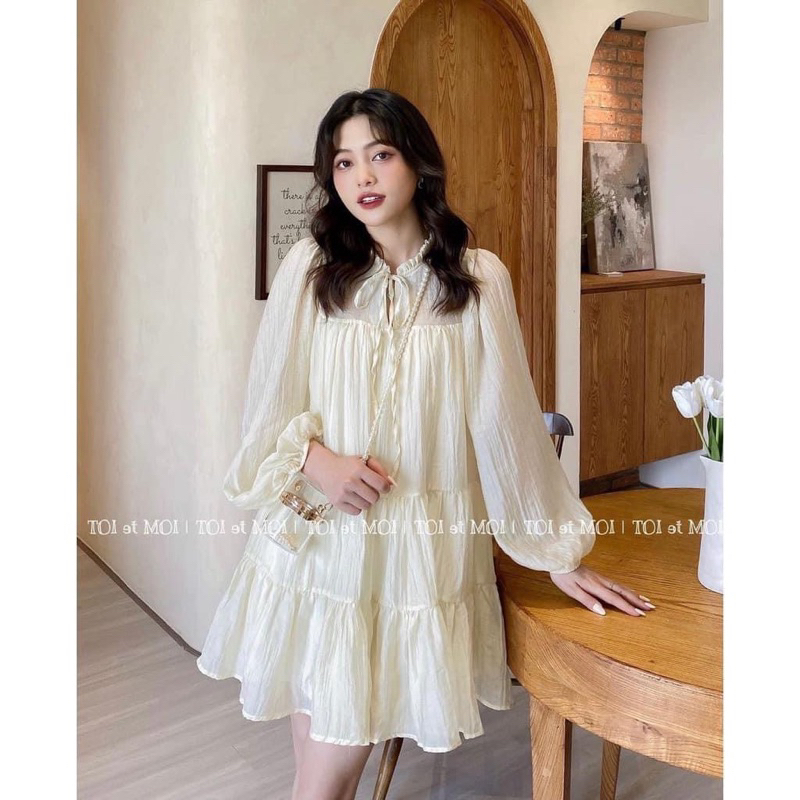 VÁY BABYDOLL VOAN BỒNG CỘC/DÀI TAY HAI LỚP/ Váy voan tơ cộc tay nữ kèm đai mặc 2 dáng “HEILY”