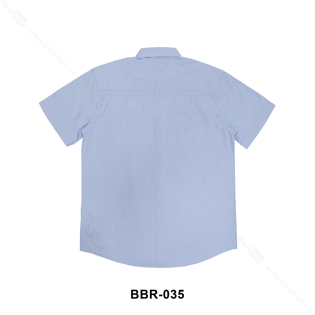 Áo Sơ Mi BBR Logo Blue Striped Short Sleeve Sọc Xanh Tay Ngắn