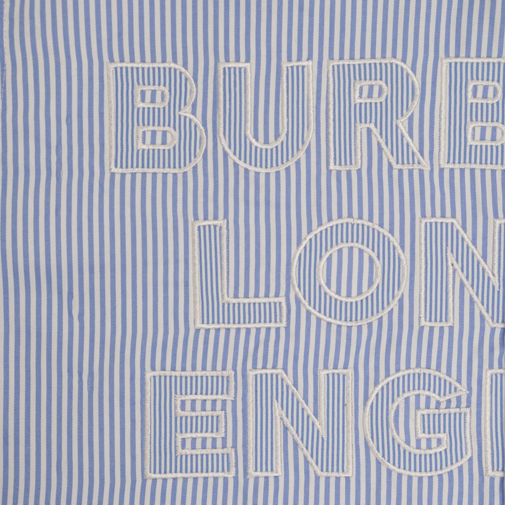 Áo Sơ Mi BBR Logo Blue Striped Short Sleeve Sọc Xanh Tay Ngắn