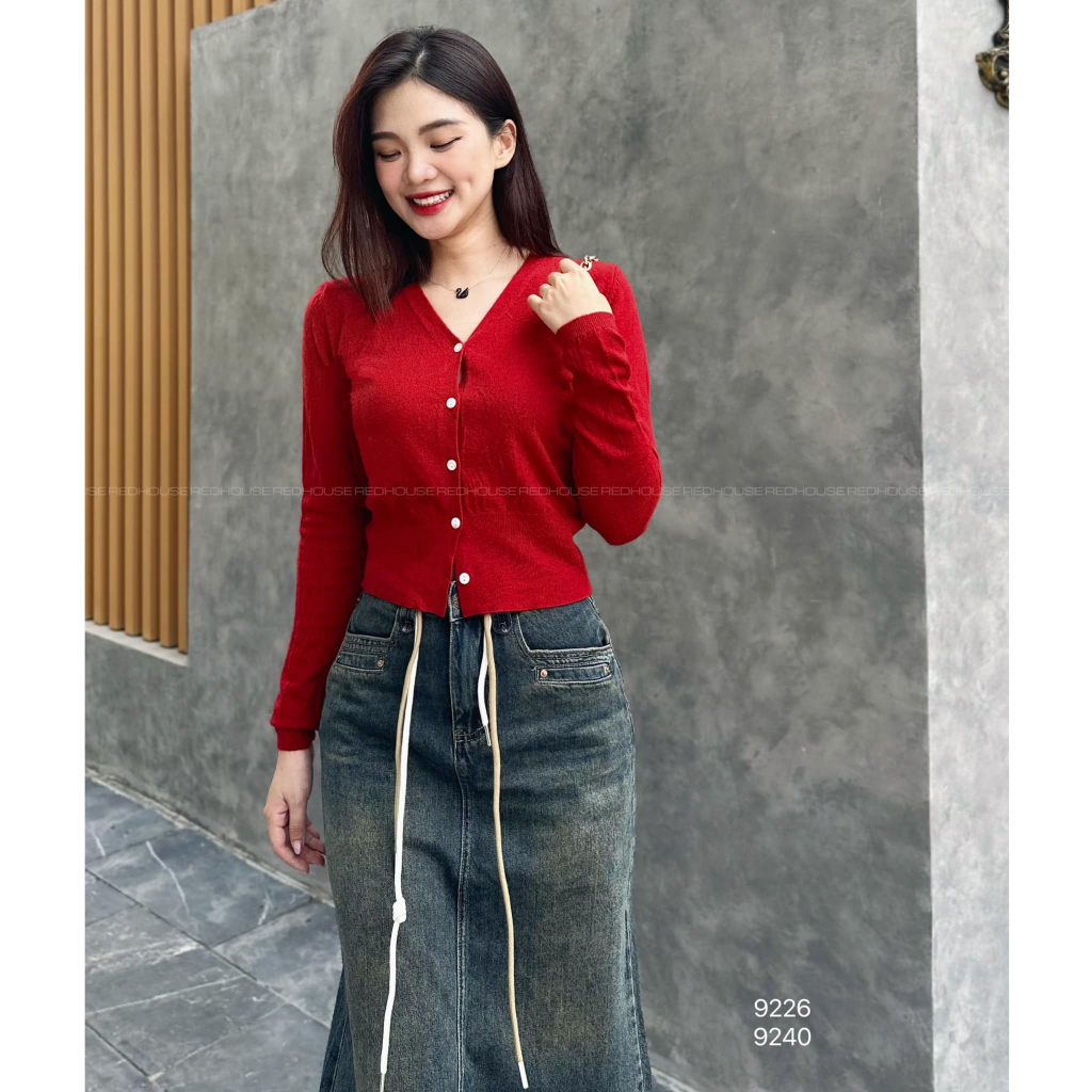 Áo cardigan tay dài cổ tim