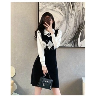 ĐẦM LEN PHỐI CỔ SƠ MI CAO CẤP