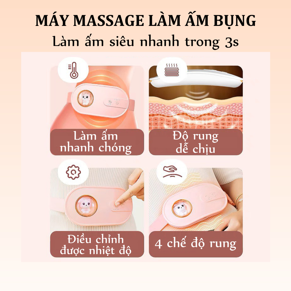 Máy Chườm Bụng ACK, Massage Làm Ấm Giảm Đau Cho Phụ Nữ Đến Kì Sạc Tích Điện