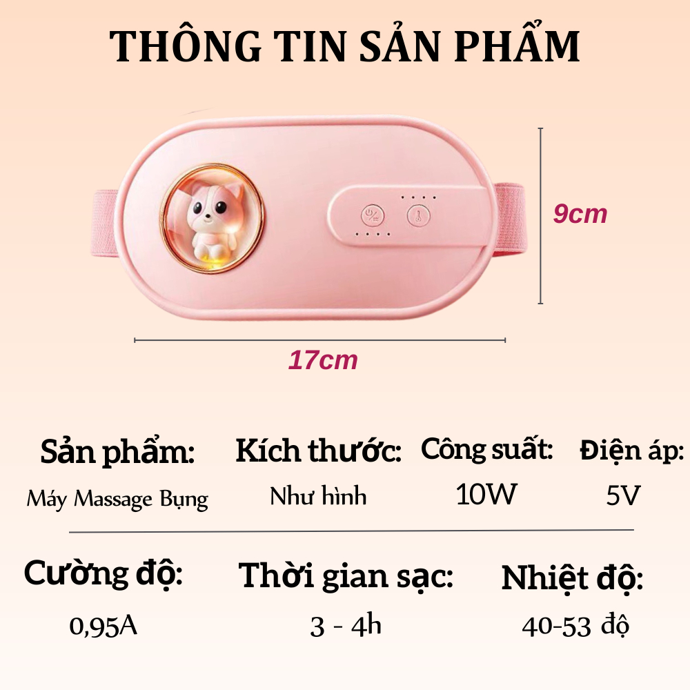 Máy Chườm Bụng ACK, Massage Làm Ấm Giảm Đau Cho Phụ Nữ Đến Kì Sạc Tích Điện