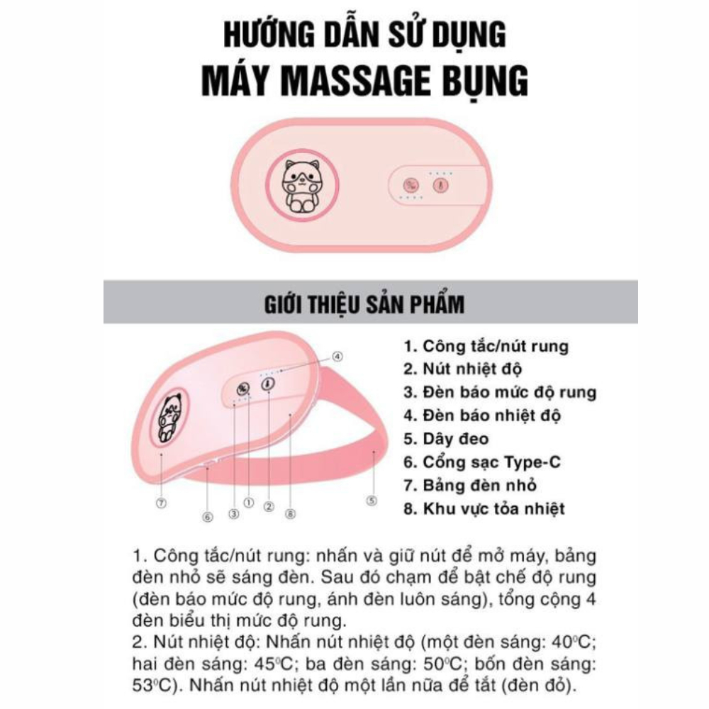 Máy Chườm Bụng ACK, Massage Làm Ấm Giảm Đau Cho Phụ Nữ Đến Kì Sạc Tích Điện