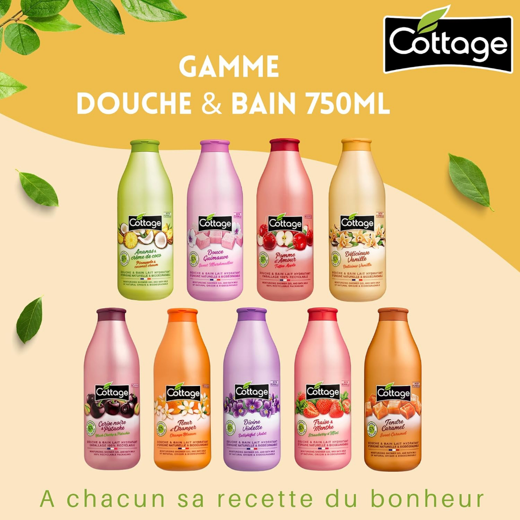 Sữa tắm Cottage Shower Bath and Moisturising Milk Delicious Vanilla 750ml