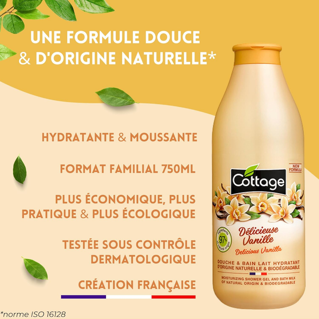 Sữa tắm Cottage Shower Bath and Moisturising Milk Delicious Vanilla 750ml