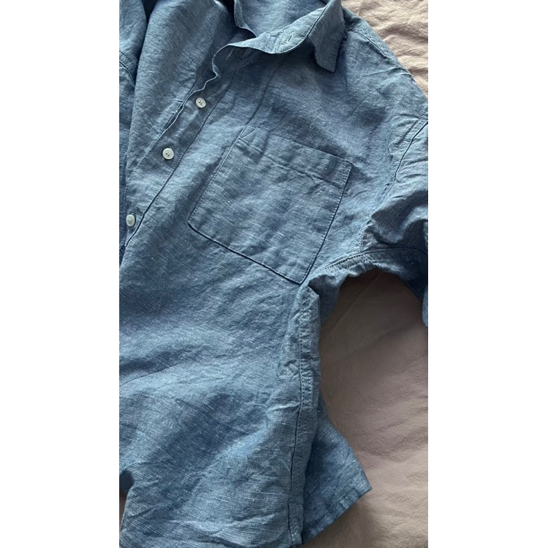 Áo sơmi linen tưng - baby blue by chimxanh