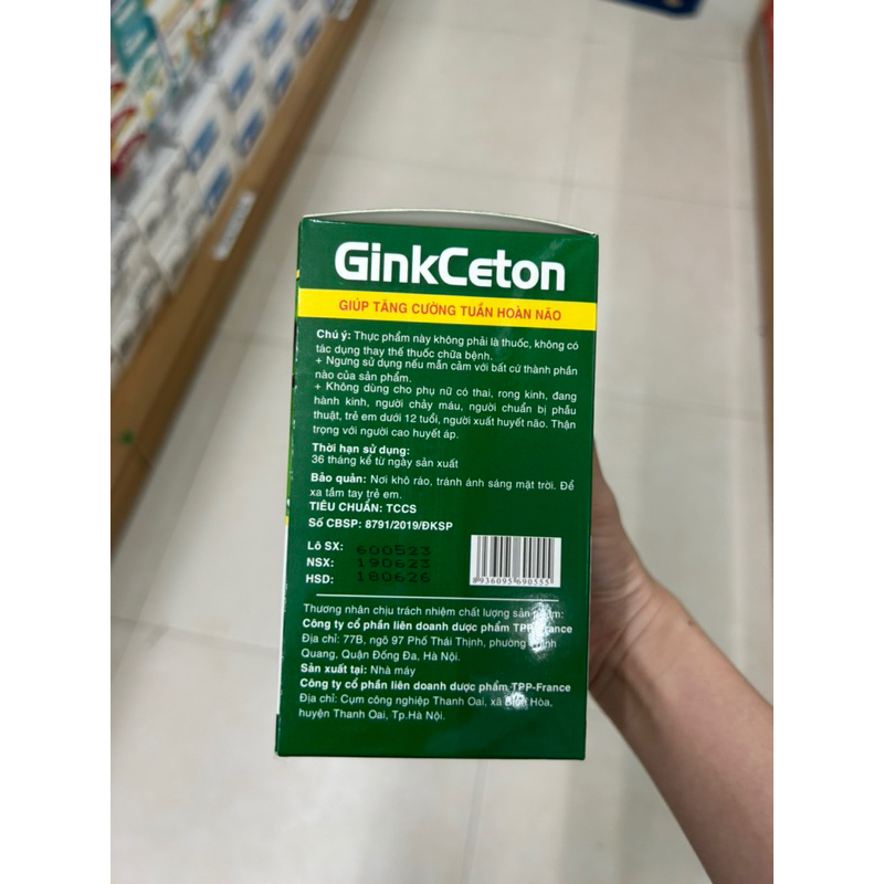 GinkCeton giúp tăng cường tuần hoàn não hộp 100 viên ngăn ngừa cục máu đông