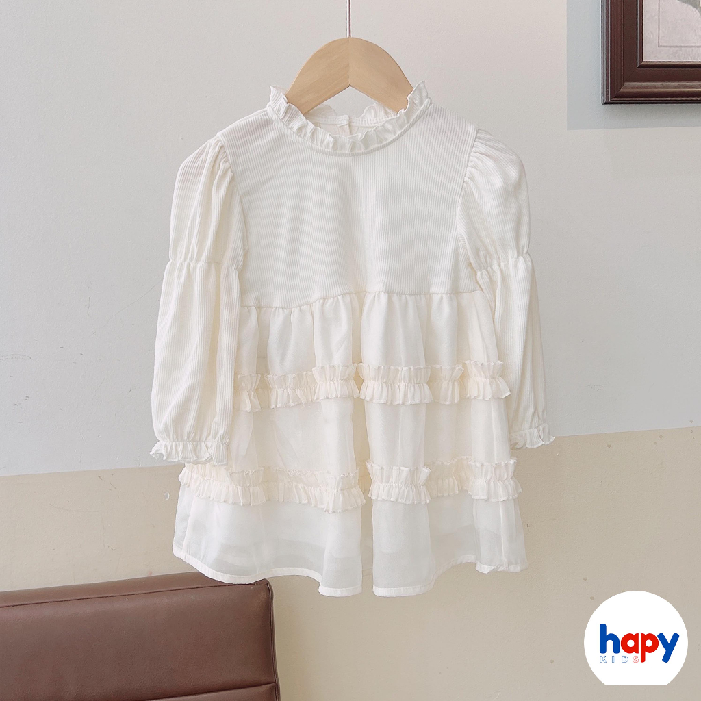 Váy bé gái thu đông mẫu thiết kế 2023, váy công chúa cho bé gái từ 9 tháng đến 6 tuổi thương hiệu Hapykids V23.08