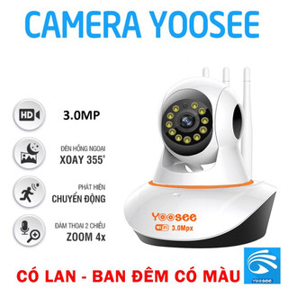 Camera wifi yoosee trong nhà 3 anten 3.0mpx full hd 1080p, xoay 360 độ, đàm thoại 2 chiều, theo dõi chuyển động