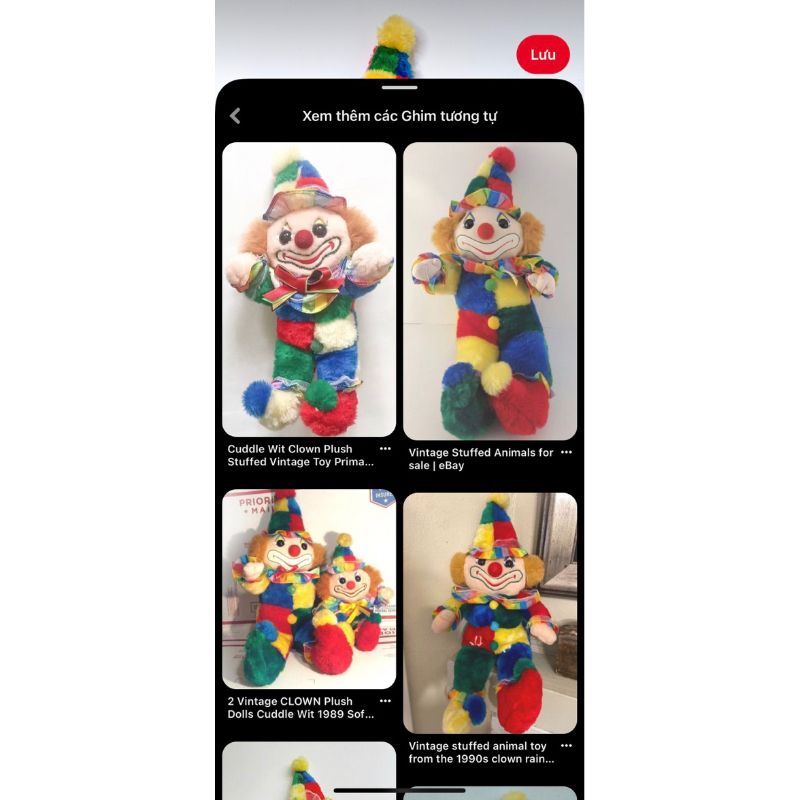 Gấu bông chú hề vintage clown thú nhồi bông đồ chơi dễ thương