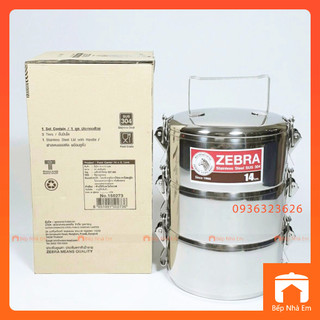 Camen Inox 304 ZEBRA 14cm x 3 Ngăn Khóa Rời Tiện Dụng 150273 - Hàng Nhập Khẩu Thái Lan