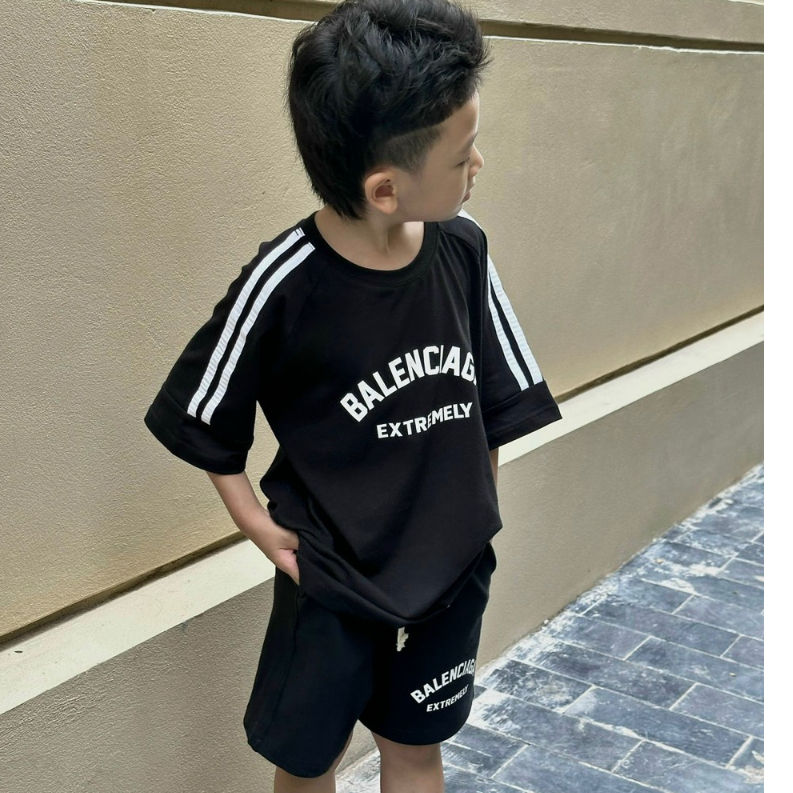 Set Đồ Balen.ciaga Đen kẻ viền chất đẹp 2BKidsFashion đủ size