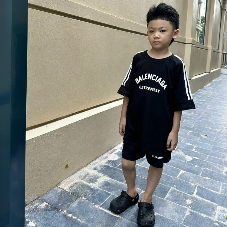 Set Đồ Balen.ciaga Đen kẻ viền chất đẹp 2BKidsFashion đủ size