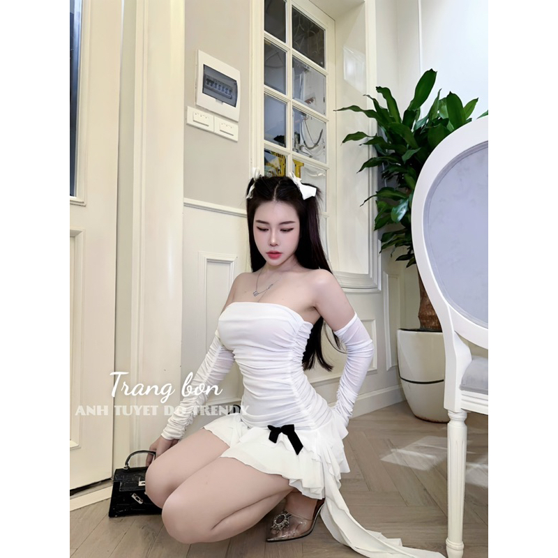 Đầm body quây rúm bèo tua rua siêu xinh