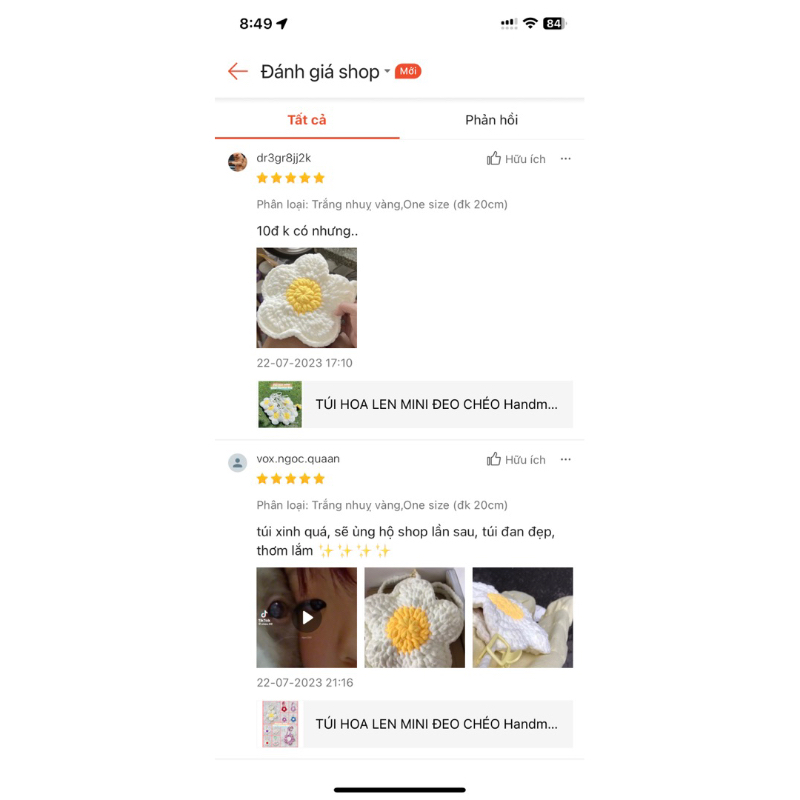 TÚI HOA MINI LEN ĐEO CHÉO