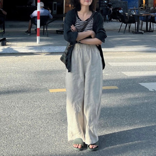 Quần linen lưng bèo dáng suông - linen tưng bố by Chimxanh