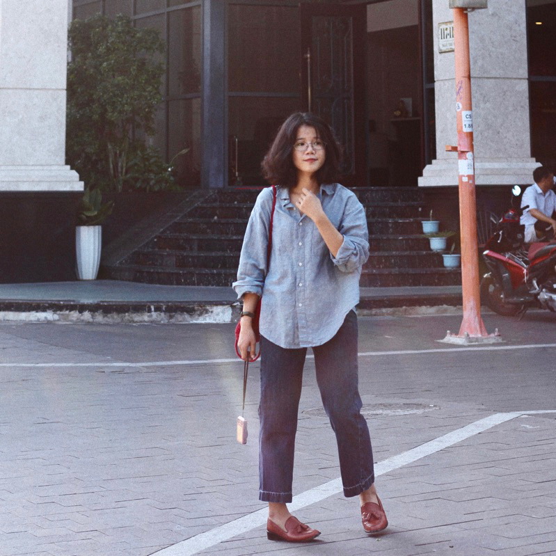 Áo sơmi linen tưng - baby blue by chimxanh